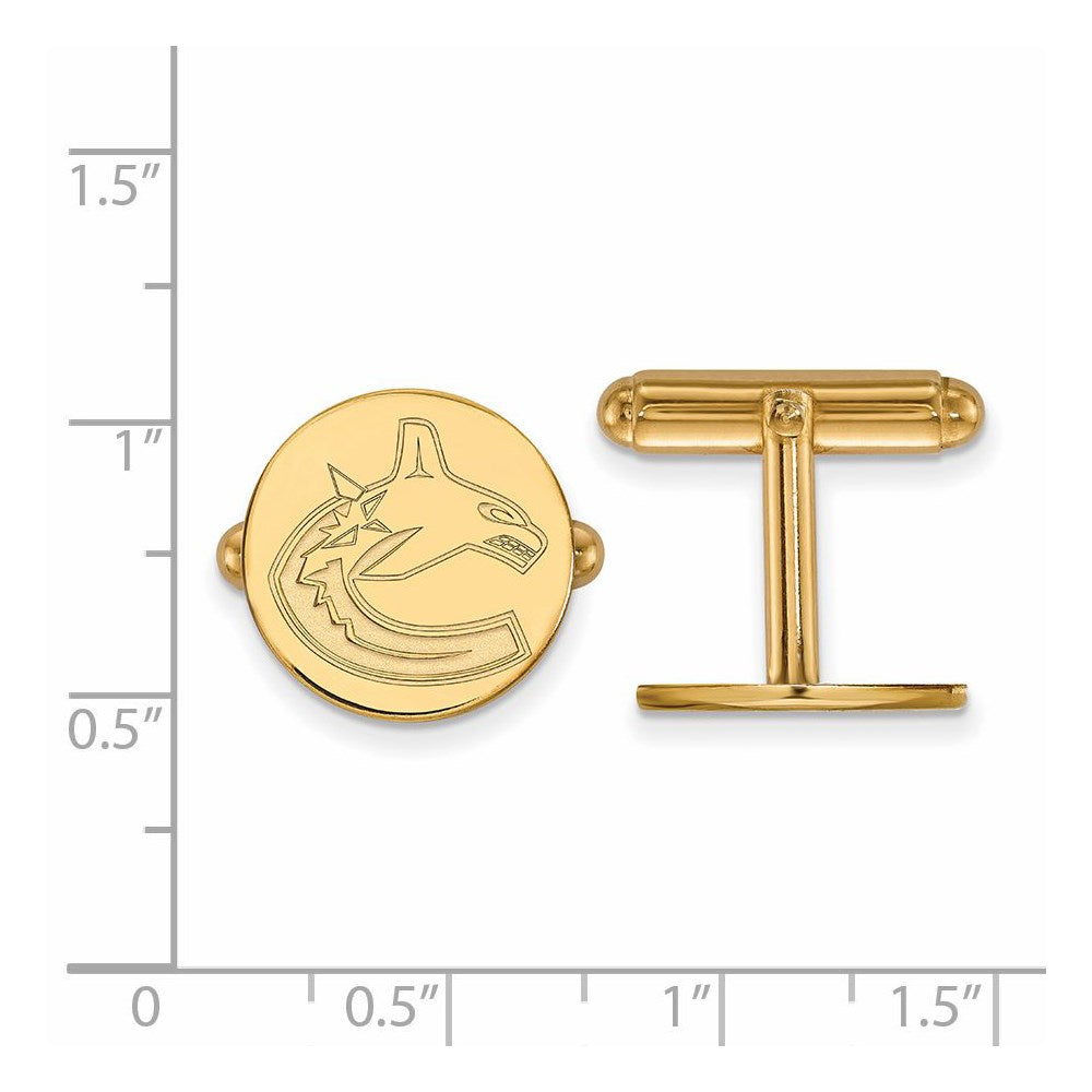 Alternate view of the 14k Yellow Gold NHL Vancouver Canucks Cuff Links by The Black Bow Jewelry Co.