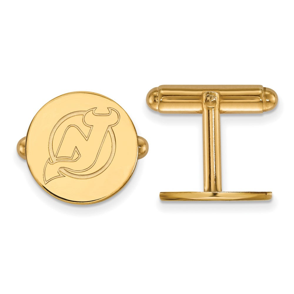 14k Yellow Gold NHL New Jersey Devils Cuff Links, Item M10614 by The Black Bow Jewelry Co.