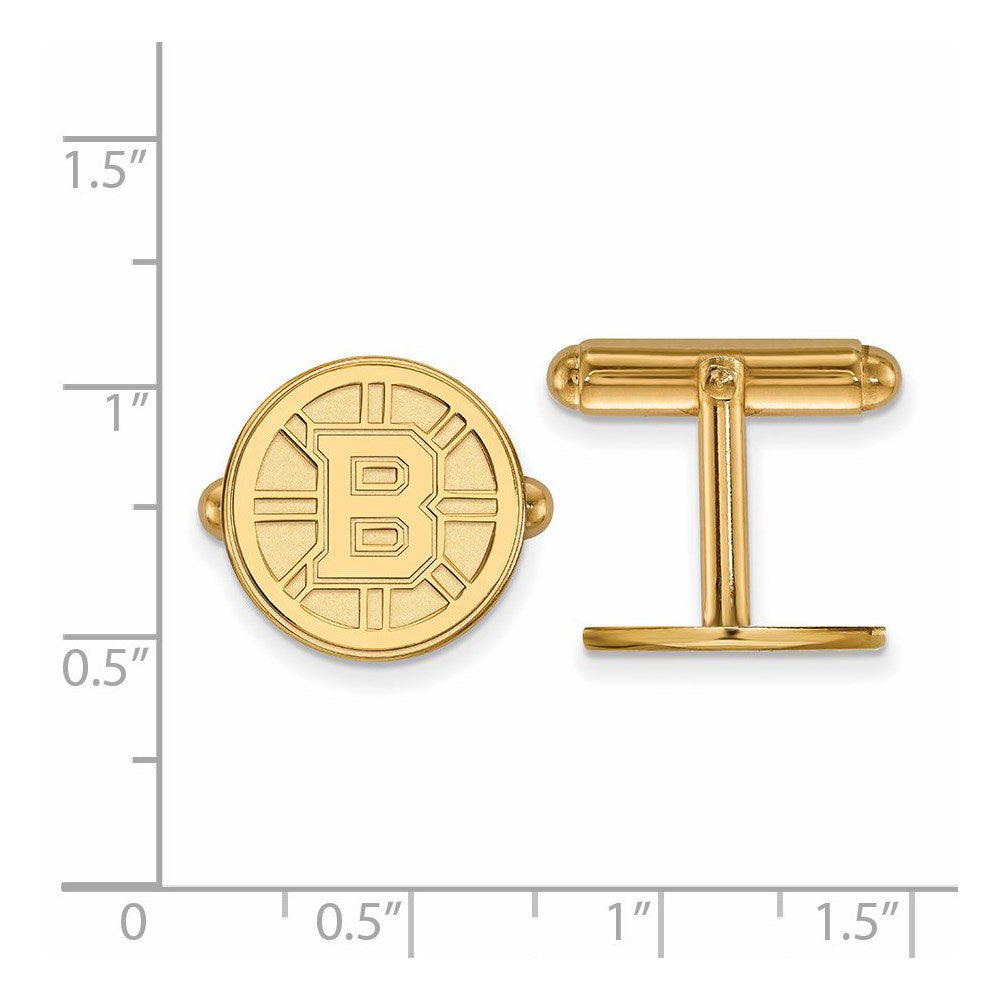 Alternate view of the 14k Yellow Gold NHL Boston Bruins Cuff Links by The Black Bow Jewelry Co.