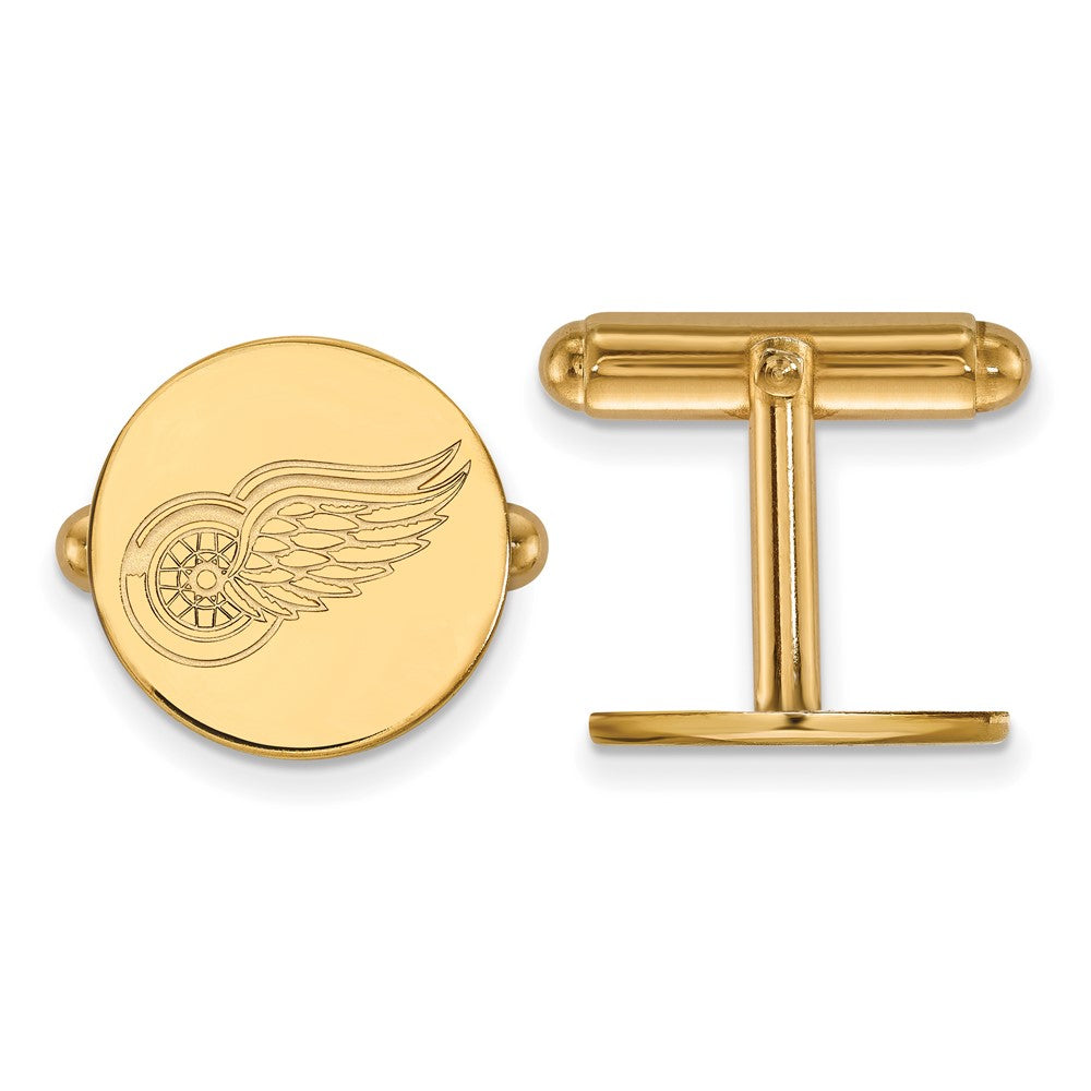 14k Yellow Gold NHL Detroit Red Wings Cuff Links, Item M10634 by The Black Bow Jewelry Co.