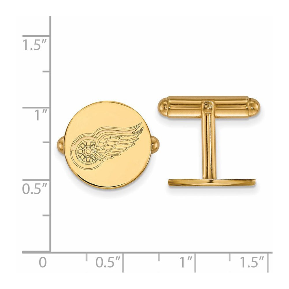 Alternate view of the 14k Yellow Gold NHL Detroit Red Wings Cuff Links by The Black Bow Jewelry Co.
