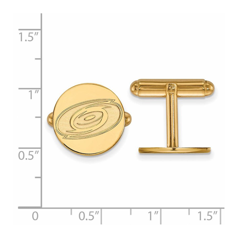 Alternate view of the SS 14k Yellow Gold Plated NHL Carolina Hurricanes Cuff Links by The Black Bow Jewelry Co.