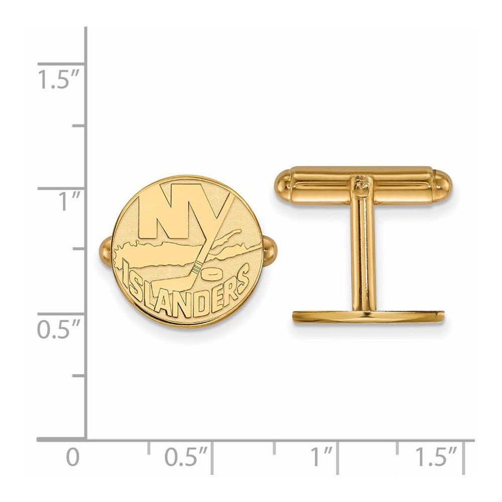 Alternate view of the SS 14k Yellow Gold Plated NHL New York Islanders Cuff Links by The Black Bow Jewelry Co.