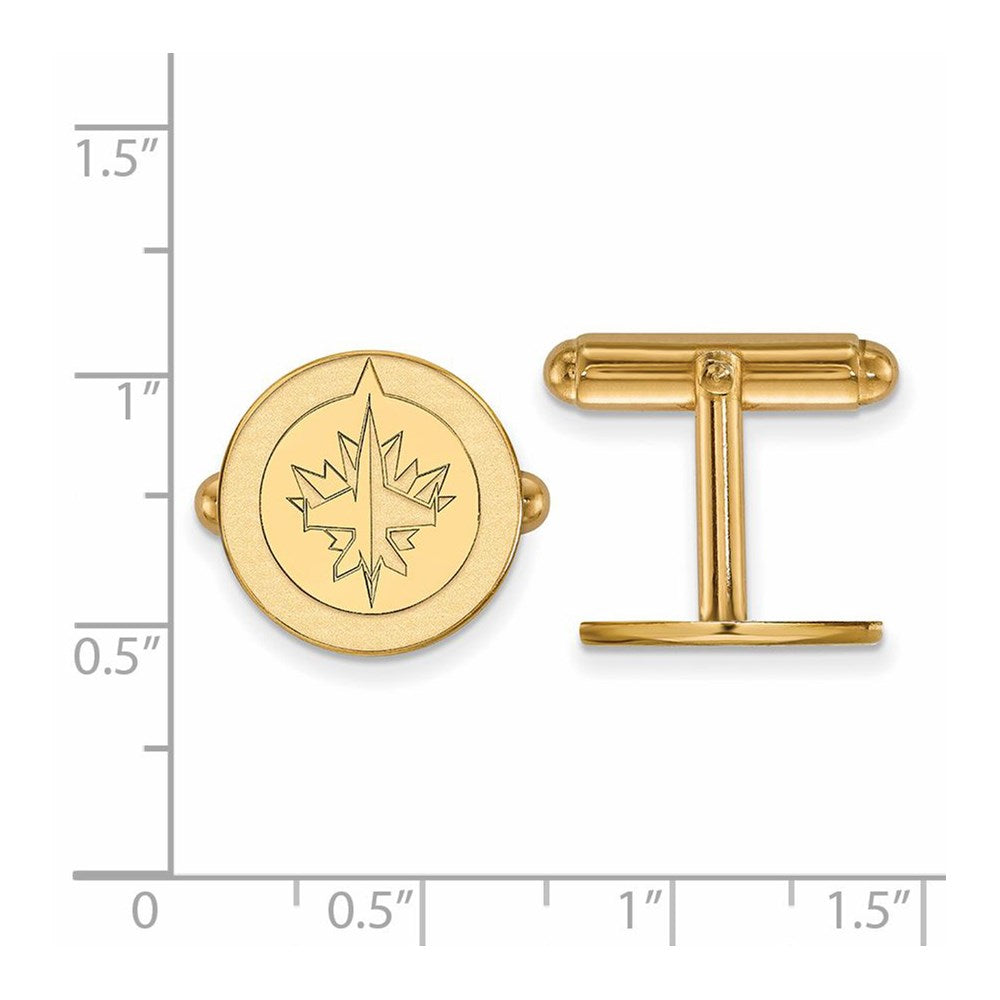 Alternate view of the Sterling Silver 14k Yellow Gold Plated NHL Winnipeg Jets Cuff Links by The Black Bow Jewelry Co.