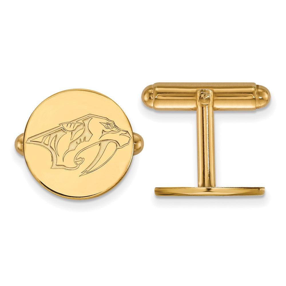 SS 14k Yellow Gold Plated NHL Nashville Predators Cuff Links, Item M10654 by The Black Bow Jewelry Co.