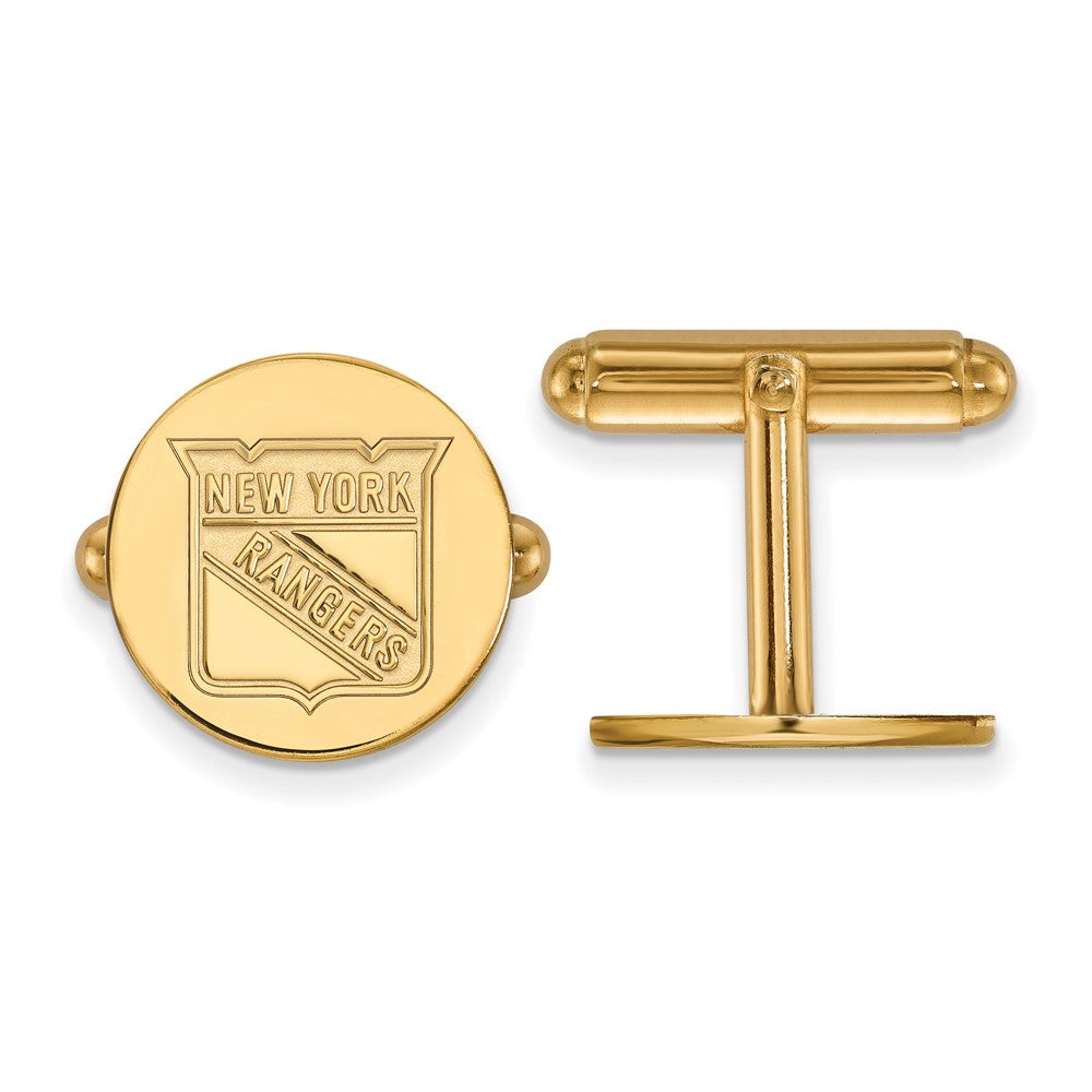 Sterling Silver 14k Yellow Gold Plated NHL New York Rangers Cuff Links, Item M10656 by The Black Bow Jewelry Co.