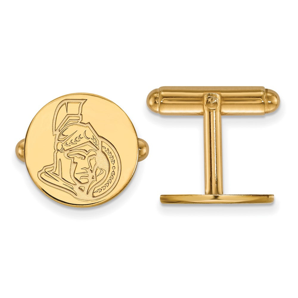 Sterling Silver 14k Yellow Gold Plated NHL Ottawa Senators Cuff Links, Item M10658 by The Black Bow Jewelry Co.
