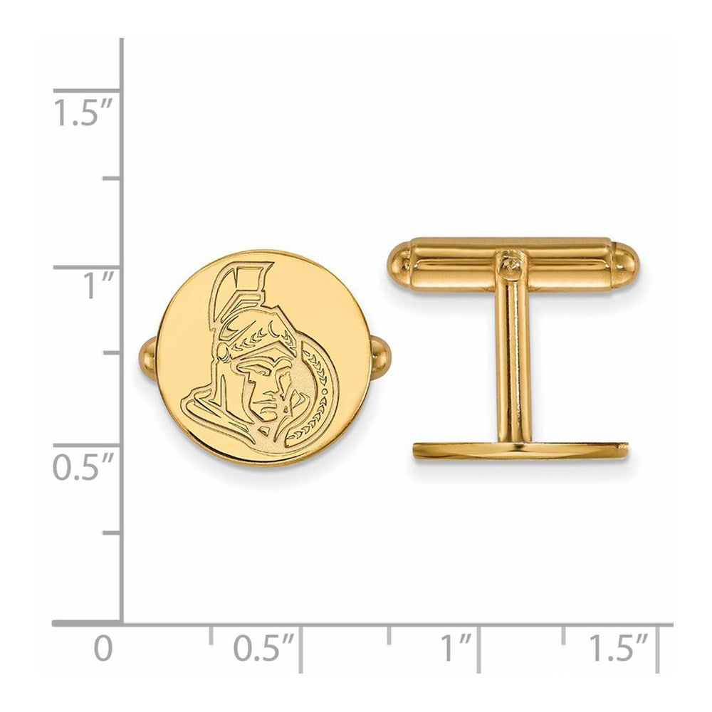 Alternate view of the Sterling Silver 14k Yellow Gold Plated NHL Ottawa Senators Cuff Links by The Black Bow Jewelry Co.