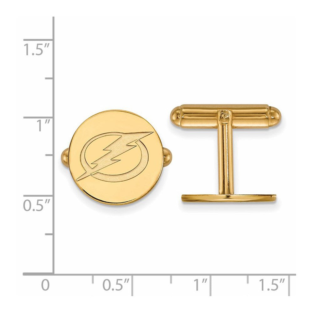 Alternate view of the SS 14k Yellow Gold Plated NHL Tampa Bay Lightning Cuff Links by The Black Bow Jewelry Co.