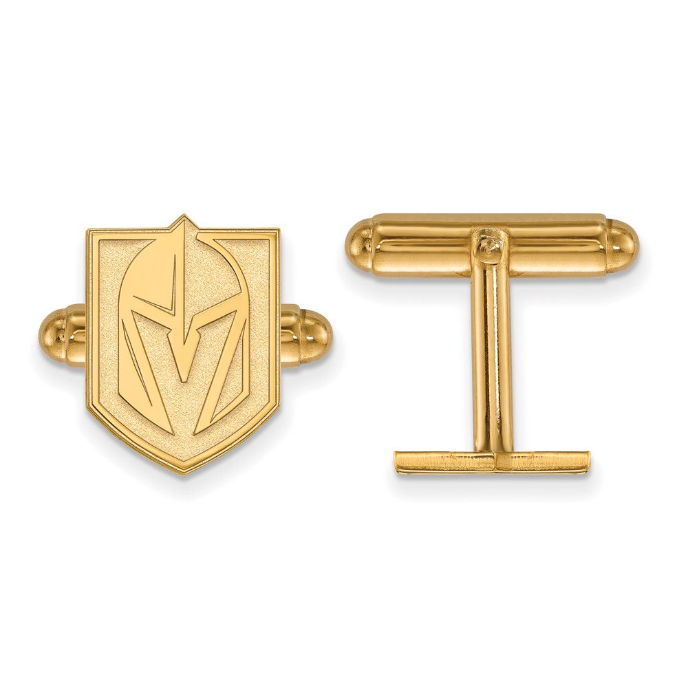 SS 14k Yellow Gold Plated NHL Vegas Golden Knights Cuff Links, Item M10667 by The Black Bow Jewelry Co.