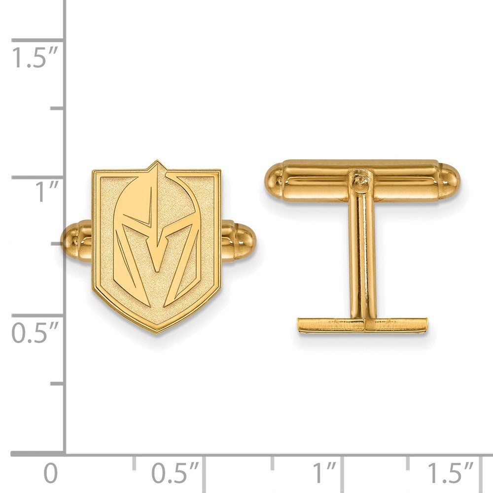 Alternate view of the SS 14k Yellow Gold Plated NHL Vegas Golden Knights Cuff Links by The Black Bow Jewelry Co.