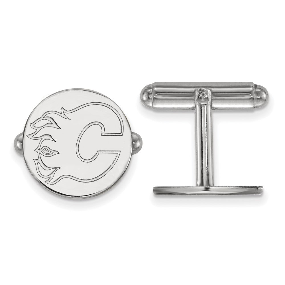 Sterling Silver NHL Calgary Flames Cuff Links, Item M10672 by The Black Bow Jewelry Co.