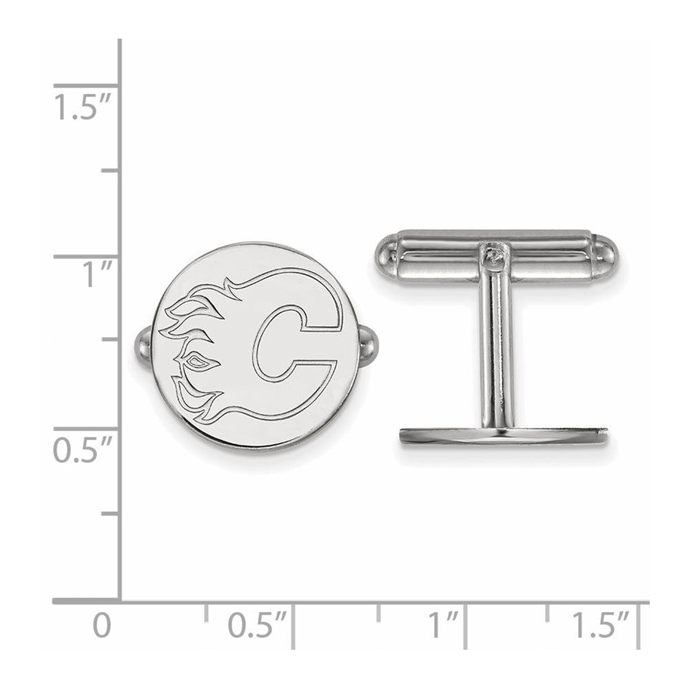 Alternate view of the Sterling Silver NHL Calgary Flames Cuff Links by The Black Bow Jewelry Co.