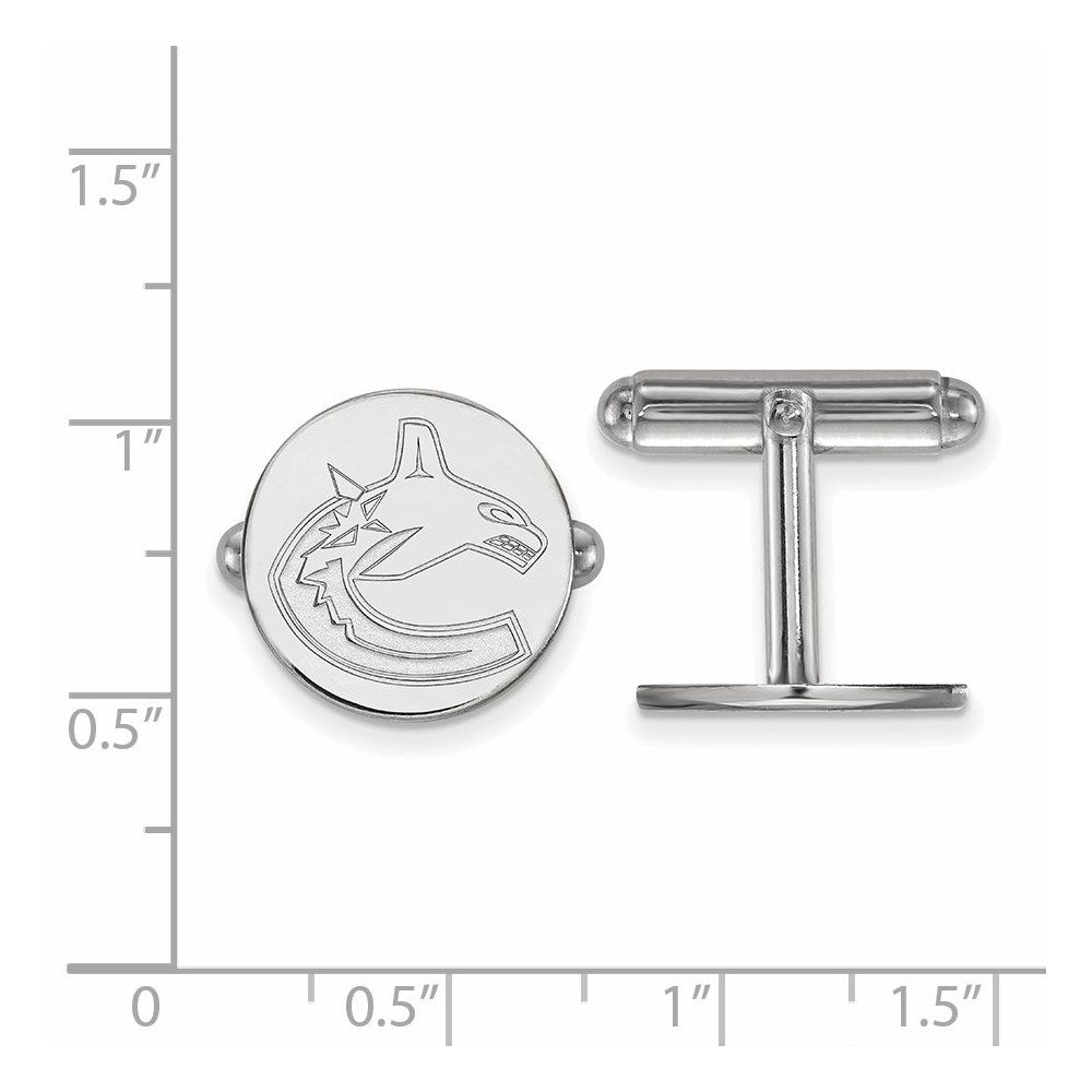 Alternate view of the Sterling Silver NHL Vancouver Canucks Cuff Links by The Black Bow Jewelry Co.