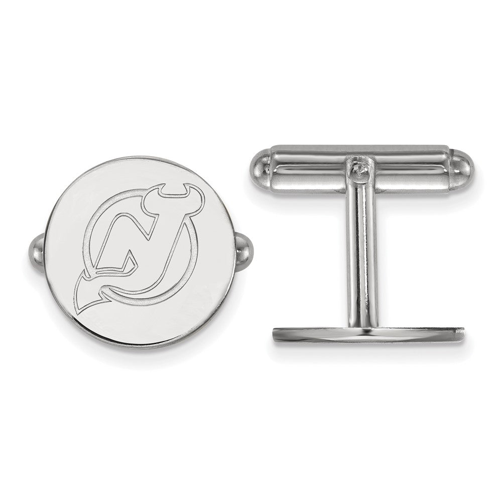 Sterling Silver NHL New Jersey Devils Cuff Links, Item M10679 by The Black Bow Jewelry Co.