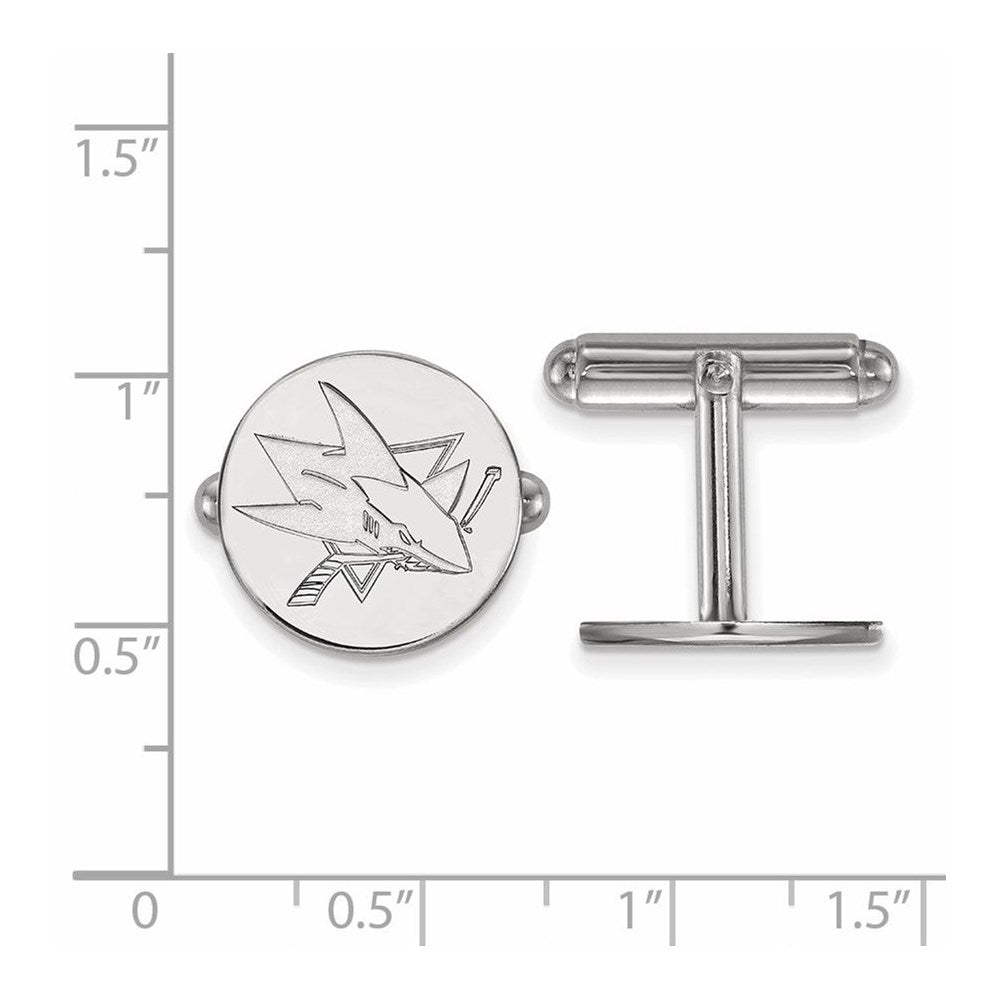Alternate view of the Sterling Silver NHL San Jose Sharks Cuff Links by The Black Bow Jewelry Co.