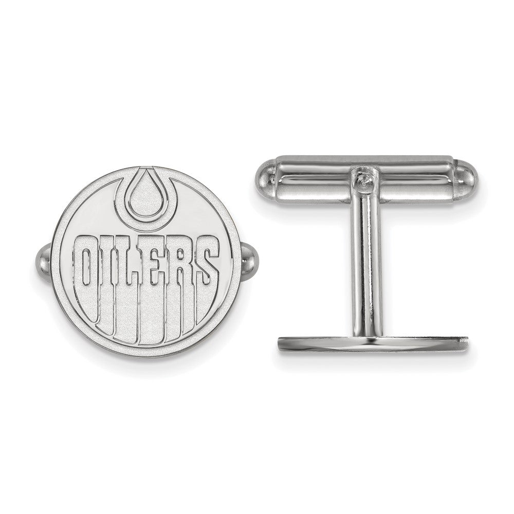 Sterling Silver NHL Edmonton Oilers Cuff Links, Item M10694 by The Black Bow Jewelry Co.