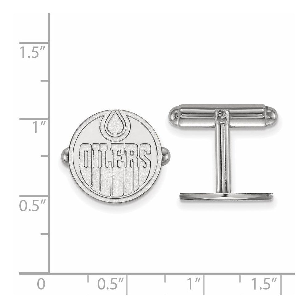 Alternate view of the Sterling Silver NHL Edmonton Oilers Cuff Links by The Black Bow Jewelry Co.