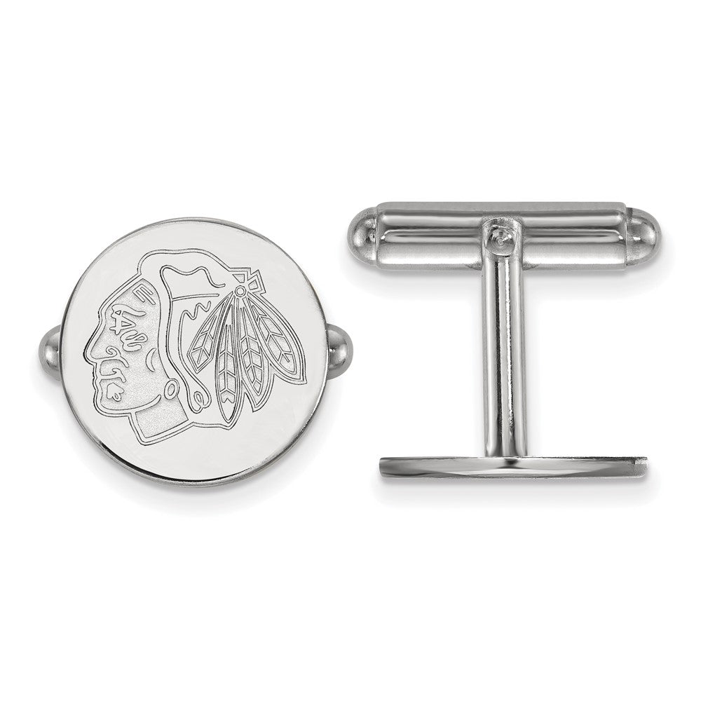 Sterling Silver NHL Chicago Blackhawks Cuff Links, Item M10695 by The Black Bow Jewelry Co.
