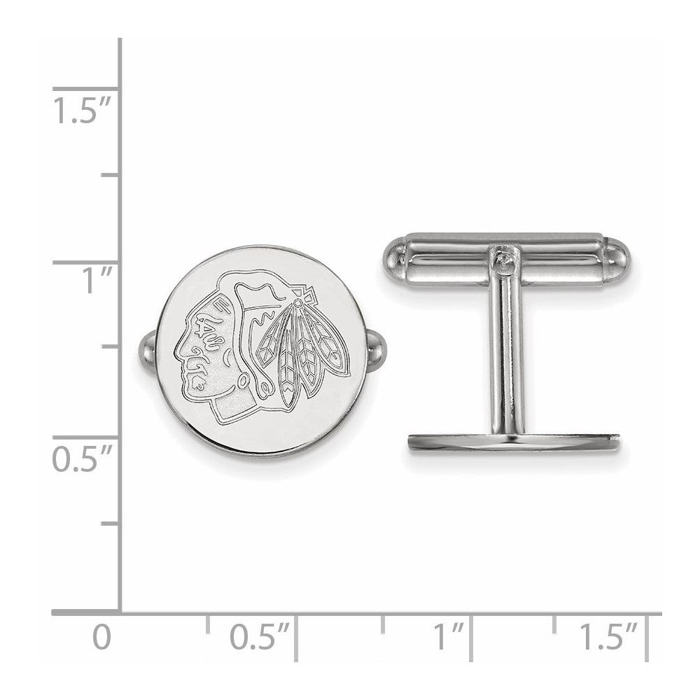 Alternate view of the Sterling Silver NHL Chicago Blackhawks Cuff Links by The Black Bow Jewelry Co.