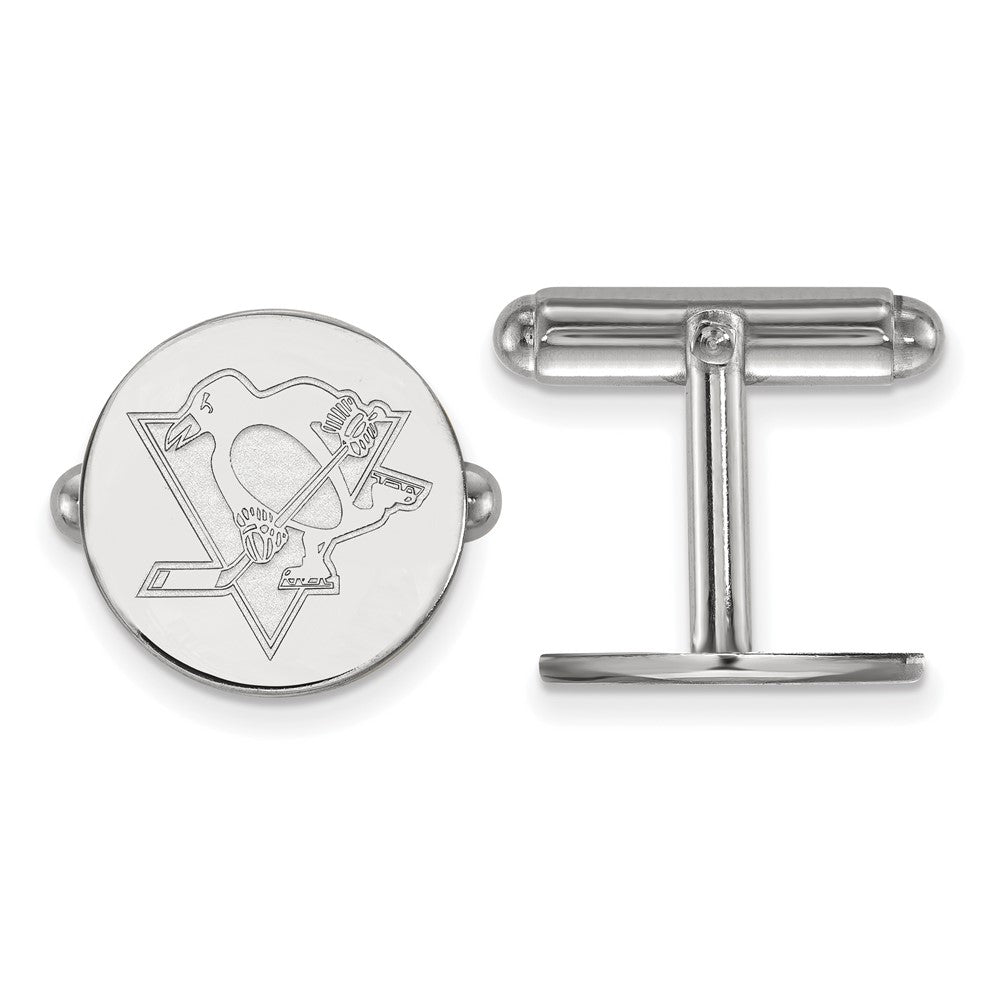 Sterling Silver NHL Pittsburgh Penguins Cuff Links, Item M10698 by The Black Bow Jewelry Co.
