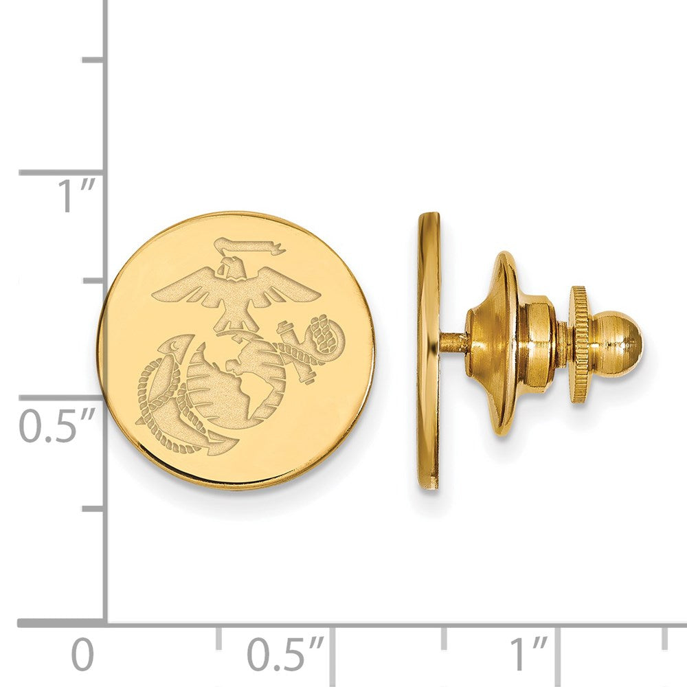 Alternate view of the SS 14k Yellow Gold Plated U.S. Marine Corps Disc Lapel or Tie Pin by The Black Bow Jewelry Co.