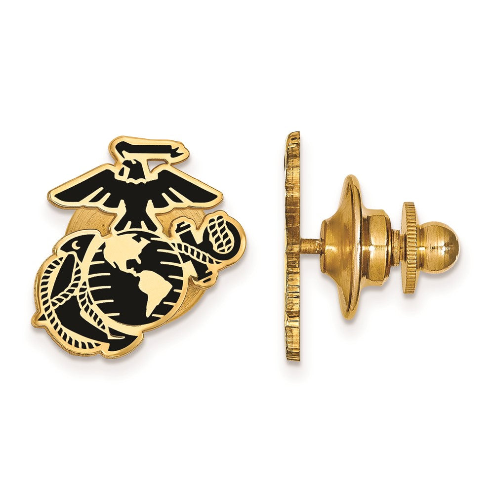 SS 14k Yellow Gold Plated U.S. Marine Corps Epoxy Lapel or Tie Pin, Item M10804 by The Black Bow Jewelry Co.