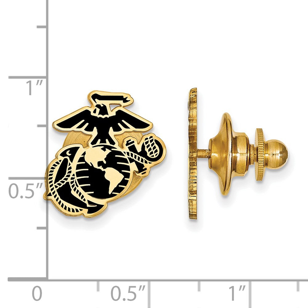 Alternate view of the SS 14k Yellow Gold Plated U.S. Marine Corps Epoxy Lapel or Tie Pin by The Black Bow Jewelry Co.