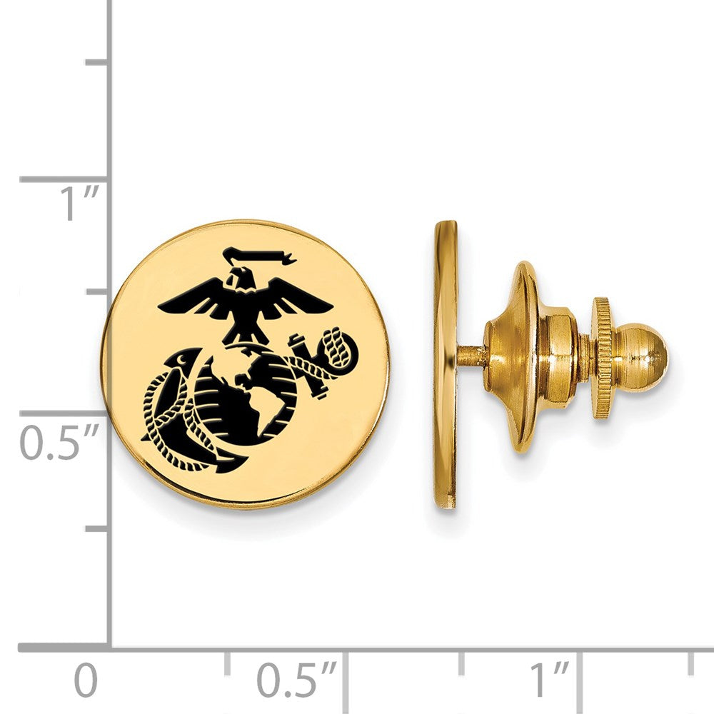 Alternate view of the SS 14k Yellow Gold Plated U.S. Marine Corps Epoxy Disc Lapel Pin by The Black Bow Jewelry Co.