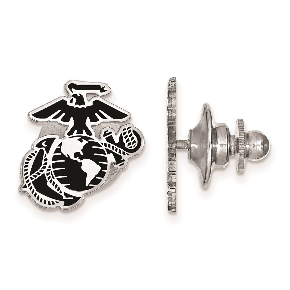 Sterling Silver U.S. Marine Corps Epoxy Lapel or Tie Pin, Item M10812 by The Black Bow Jewelry Co.