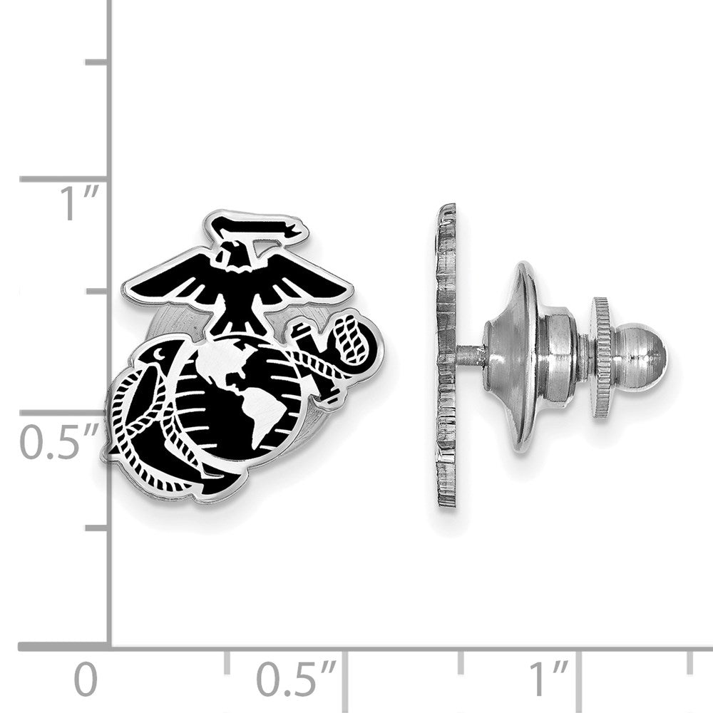 Alternate view of the Sterling Silver U.S. Marine Corps Epoxy Lapel or Tie Pin by The Black Bow Jewelry Co.