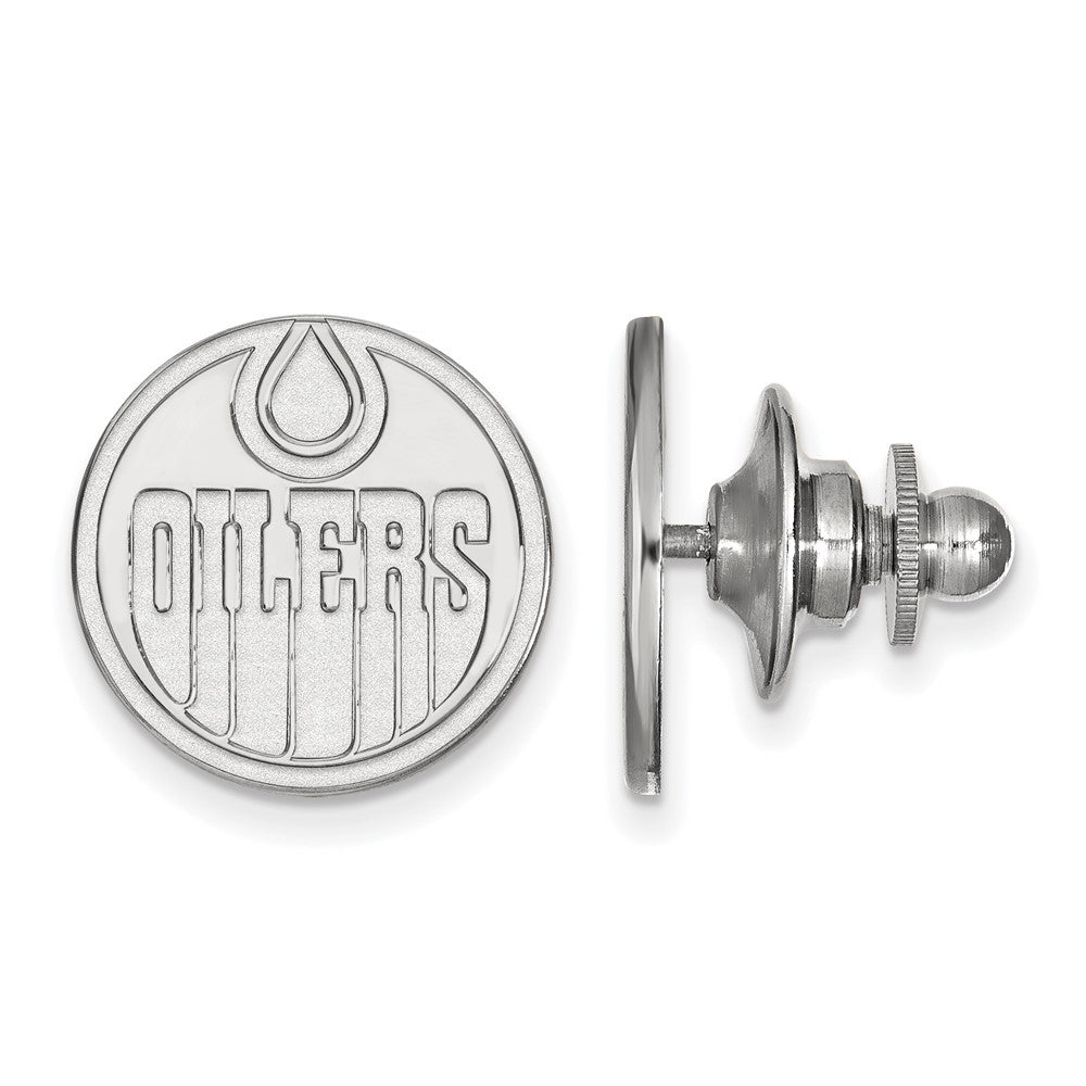 14k White Gold NHL Edmonton Oilers Disc Lapel or Tie Pin, Item M10836 by The Black Bow Jewelry Co.