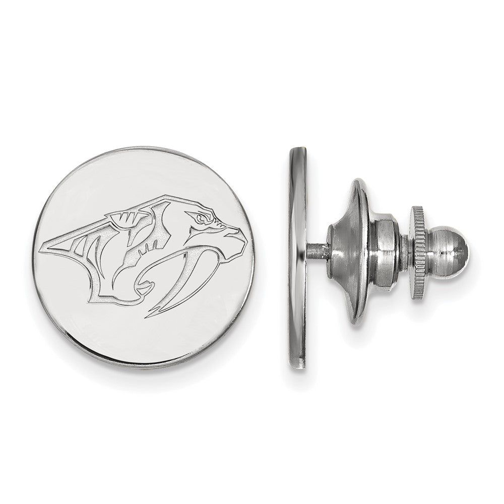 14k White Gold NHL Nashville Predators Disc Lapel or Tie Pin, Item M10837 by The Black Bow Jewelry Co.