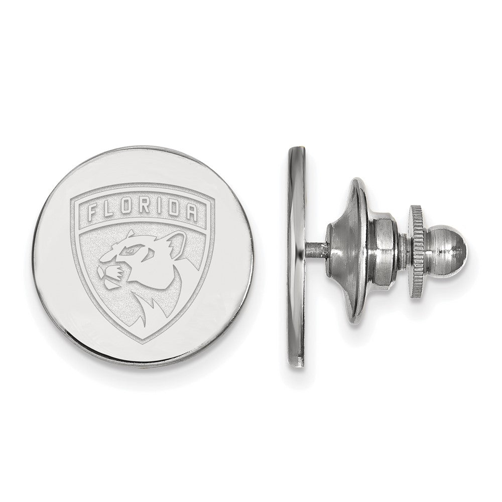 14k White Gold NHL Florida Panthers Disc Lapel or Tie Pin, Item M10838 by The Black Bow Jewelry Co.