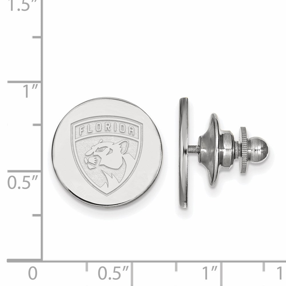 Alternate view of the 14k White Gold NHL Florida Panthers Disc Lapel or Tie Pin by The Black Bow Jewelry Co.