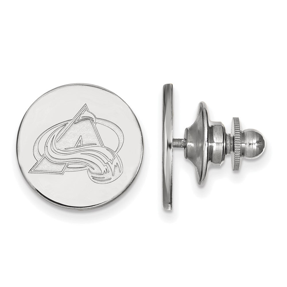 14k White Gold NHL Colorado Avalanche Disc Lapel or Tie Pin, Item M10842 by The Black Bow Jewelry Co.