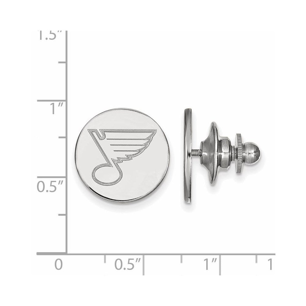 Alternate view of the 14k White Gold NHL St. Louis Blues Disc Lapel or Tie Pin by The Black Bow Jewelry Co.