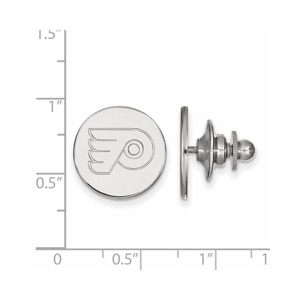 Alternate view of the 14k White Gold NHL Philadelphia Flyers Disc Lapel or Tie Pin by The Black Bow Jewelry Co.