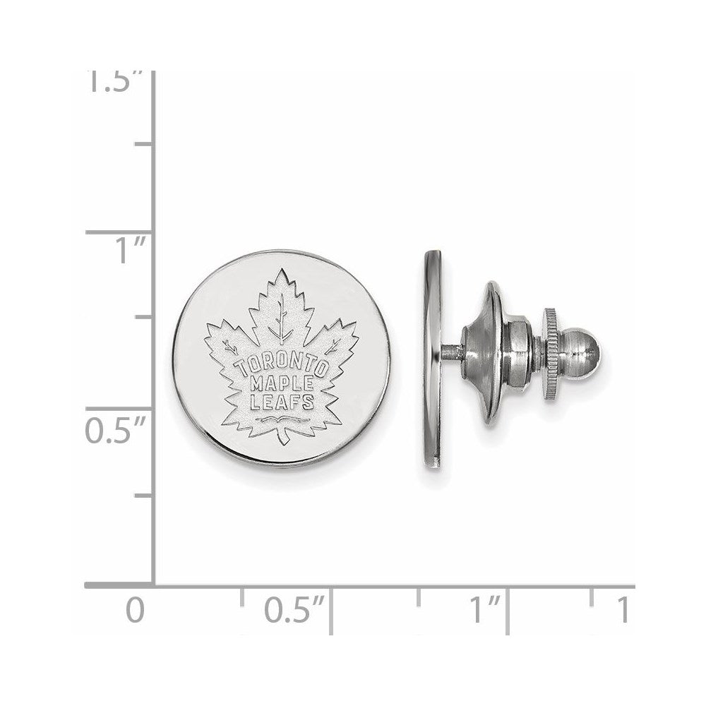 Alternate view of the 14k White Gold NHL Toronto Maple Leafs Disc Lapel or Tie Pin by The Black Bow Jewelry Co.