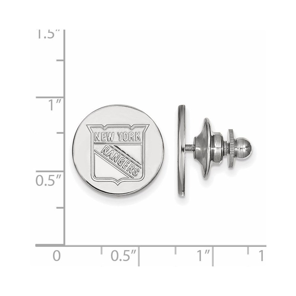 Alternate view of the 14k White Gold NHL New York Rangers Disc Lapel or Tie Pin by The Black Bow Jewelry Co.