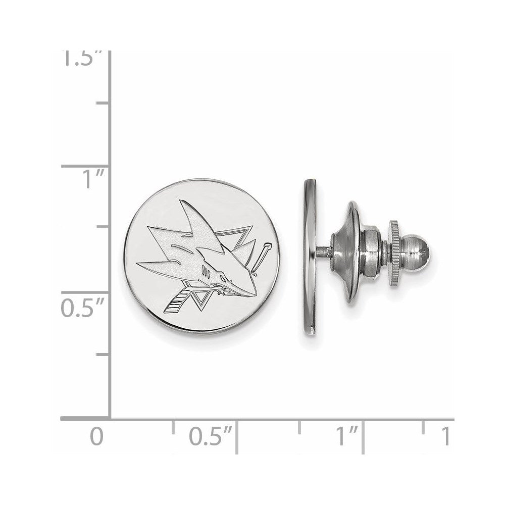 Alternate view of the 14k White Gold NHL San Jose Sharks Disc Lapel or Tie Pin by The Black Bow Jewelry Co.