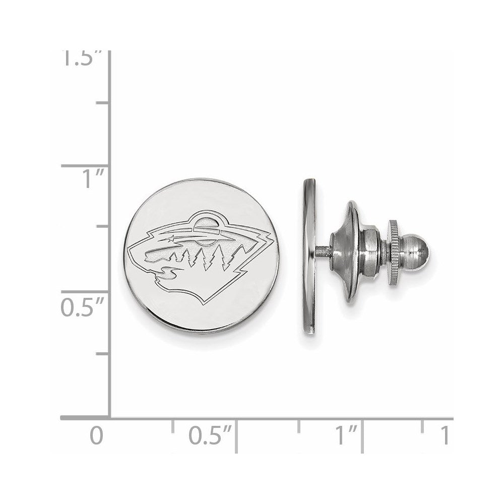 Alternate view of the 14k White Gold NHL Minnesota Wild Disc Lapel or Tie Pin by The Black Bow Jewelry Co.