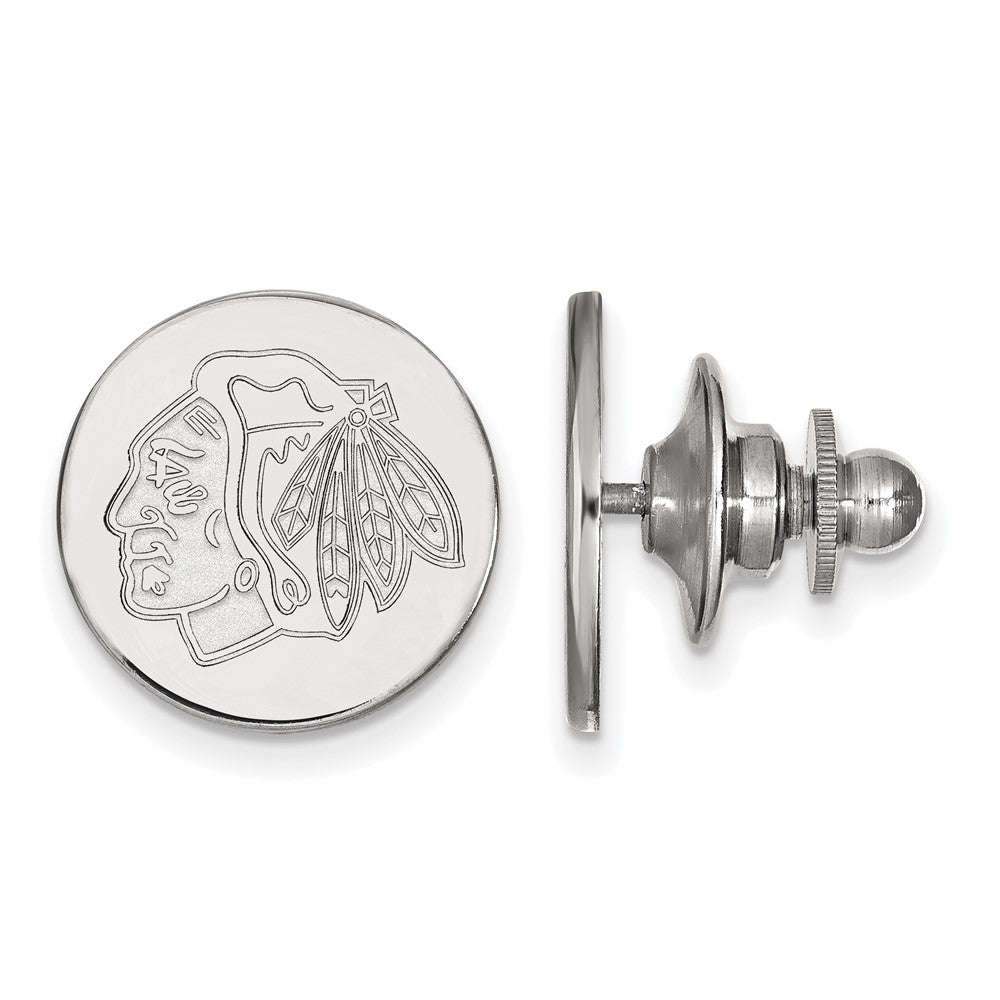 14k White Gold NHL Chicago Blackhawks Disc Lapel or Tie Pin, Item M10857 by The Black Bow Jewelry Co.