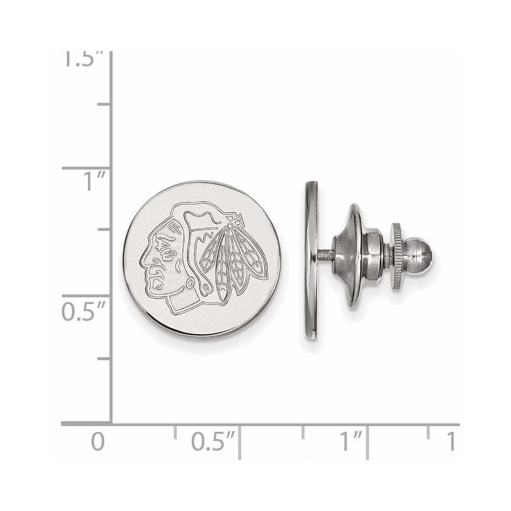 Alternate view of the 14k White Gold NHL Chicago Blackhawks Disc Lapel or Tie Pin by The Black Bow Jewelry Co.