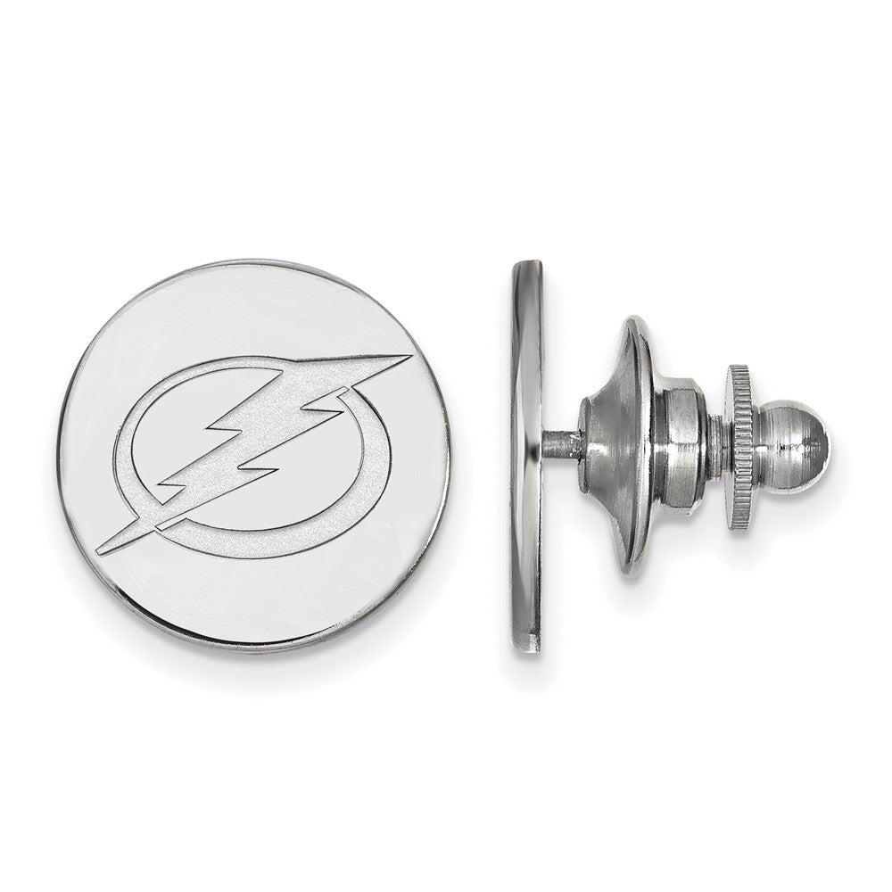 14k White Gold NHL Tampa Bay Lightning Disc Lapel or Tie Pin, Item M10861 by The Black Bow Jewelry Co.