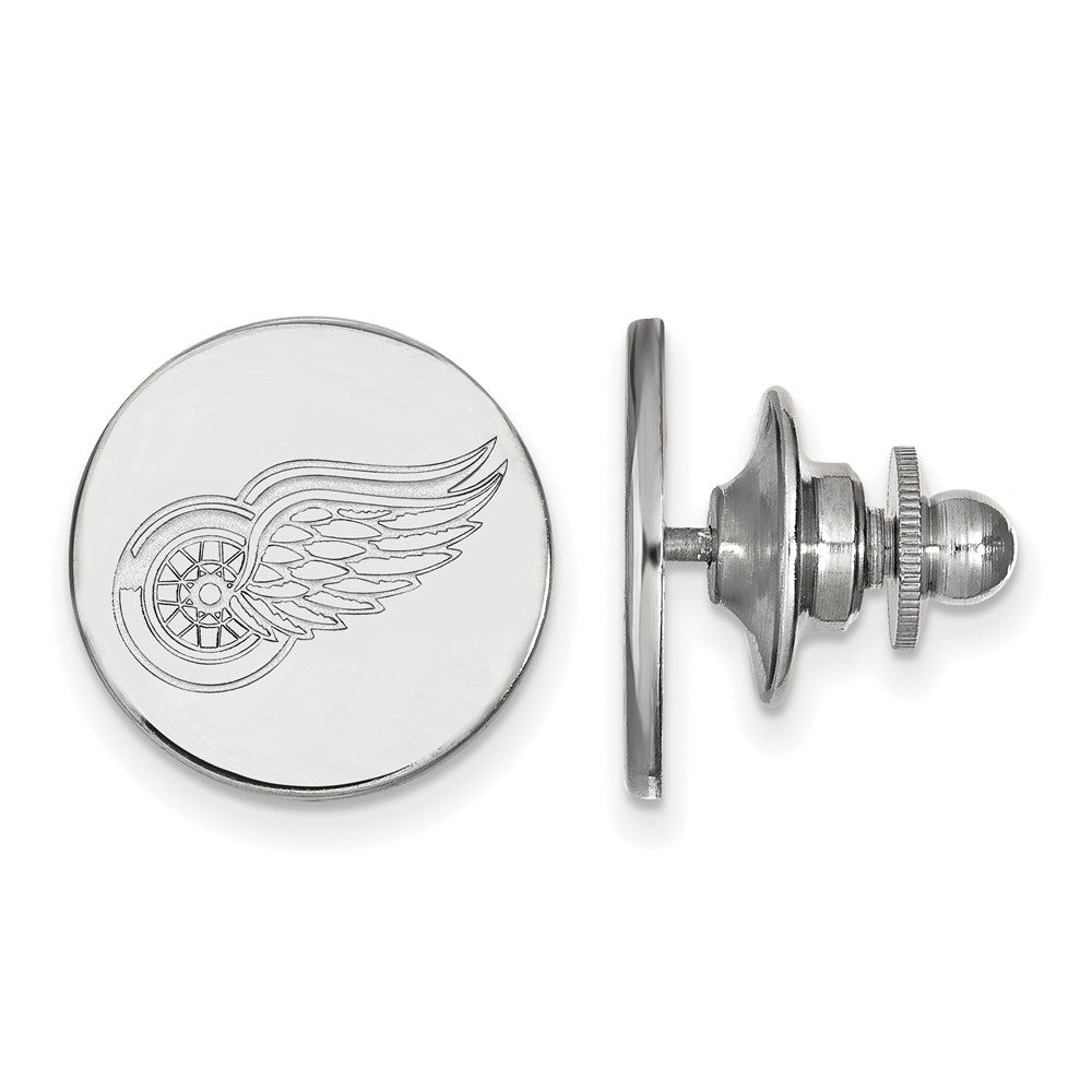 14k White Gold NHL Detroit Red Wings Disc Lapel or Tie Pin, Item M10863 by The Black Bow Jewelry Co.