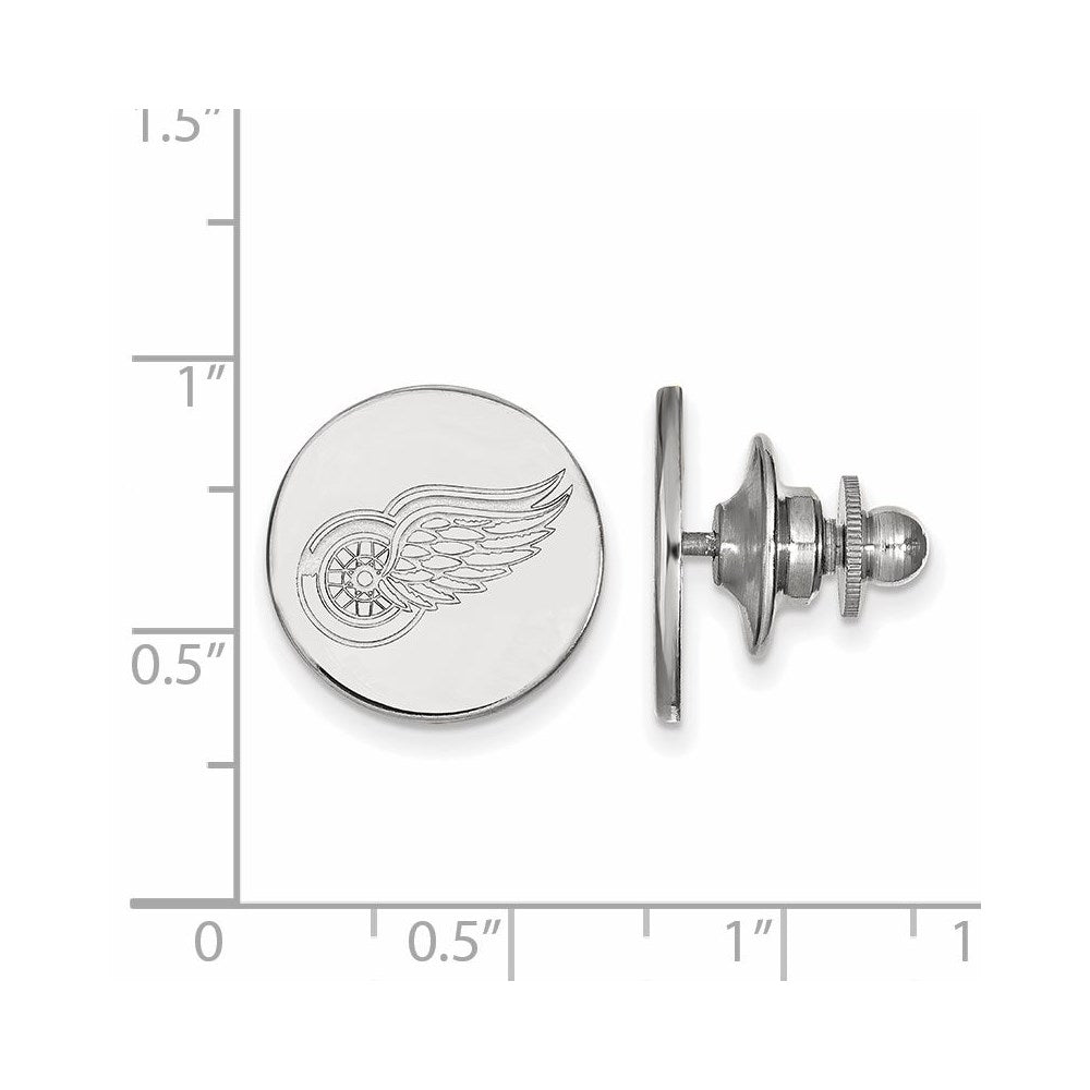 Alternate view of the 14k White Gold NHL Detroit Red Wings Disc Lapel or Tie Pin by The Black Bow Jewelry Co.