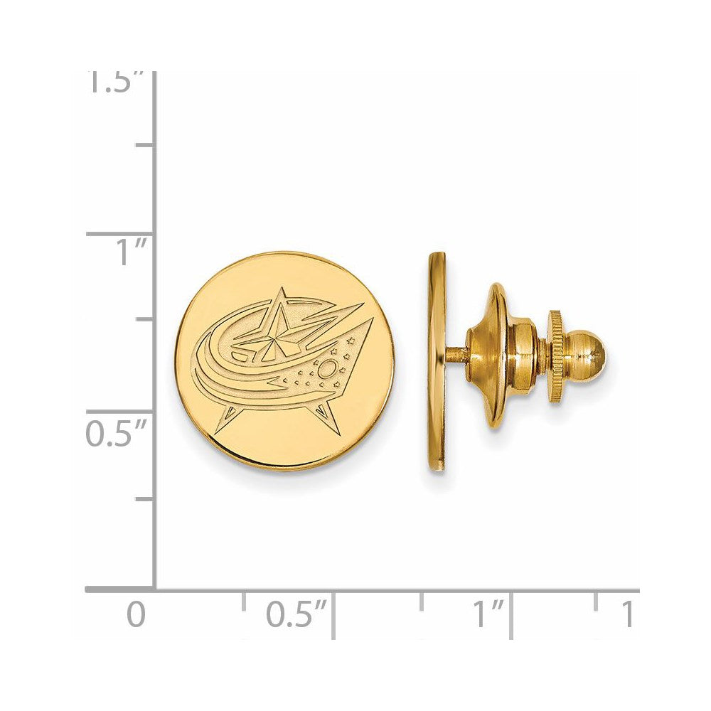 Alternate view of the 14k Yellow Gold NHL Columbus Blue Jackets Disc Lapel or Tie Pin by The Black Bow Jewelry Co.