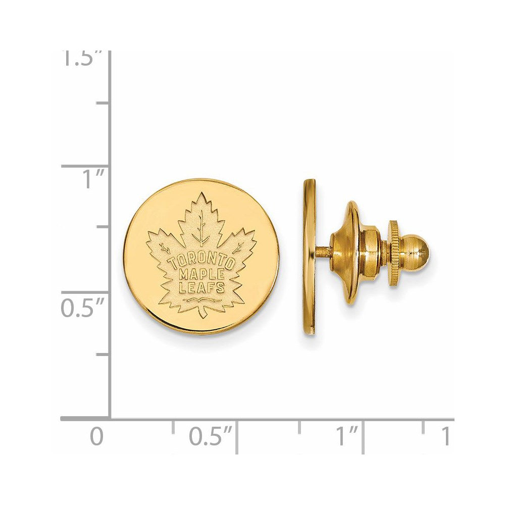 Alternate view of the 14k Yellow Gold NHL Toronto Maple Leafs Disc Lapel or Tie Pin by The Black Bow Jewelry Co.