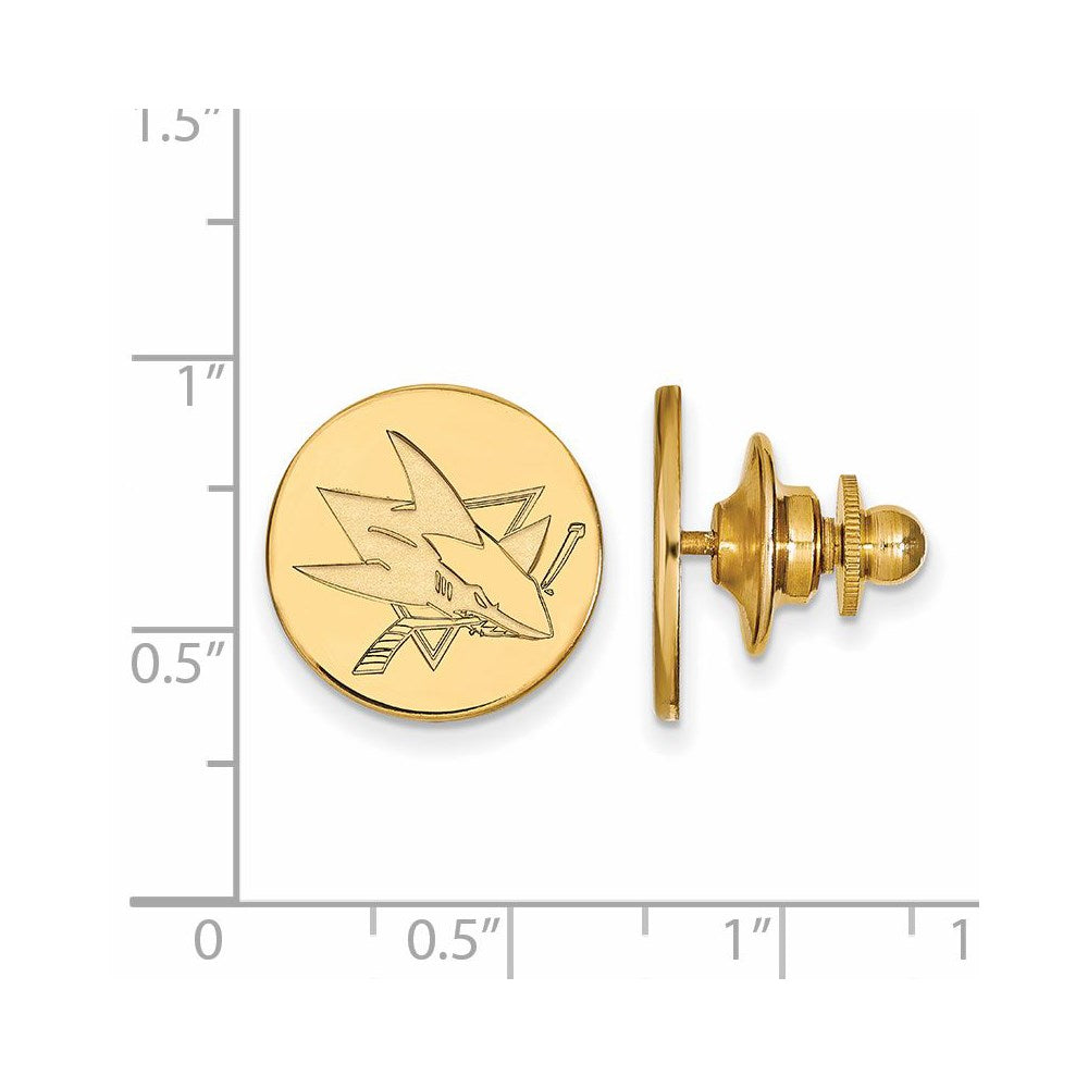 Alternate view of the 14k Yellow Gold NHL San Jose Sharks Disc Lapel or Tie Pin by The Black Bow Jewelry Co.